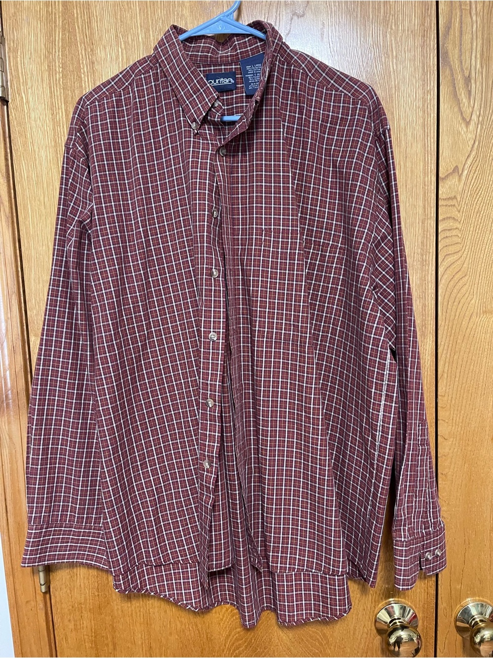 Puritan Men's Burgundy Plaid Button-Down Shirt